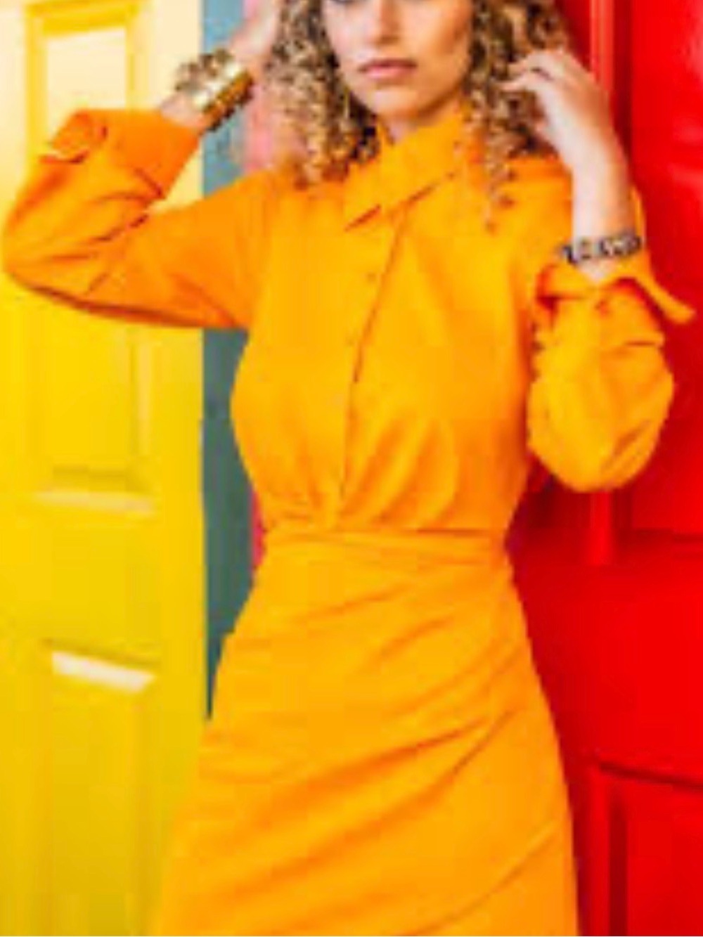 Zara Draped SHORT DRESS WITH RUCHING mini dress color orange Bloggers Favorite M